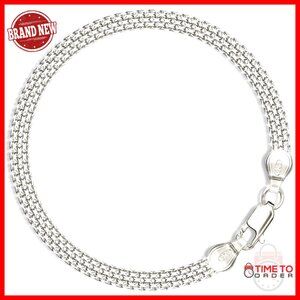 Sterling Silver Bismark Chain Bracelet 8.5 Inch Hypoallergenic Gift Box